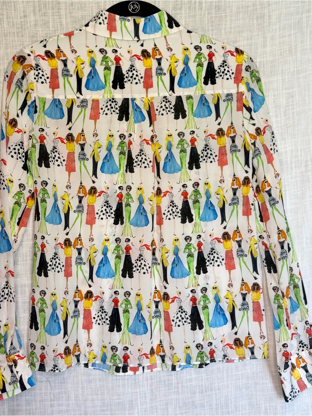 Alice + Olivia Willa Stace Face Silk Button-Down Blouse Multicolor HTF Size XS - Picture 8 of 17
